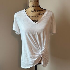 Z Supply White Knot Front V-Neck Tee